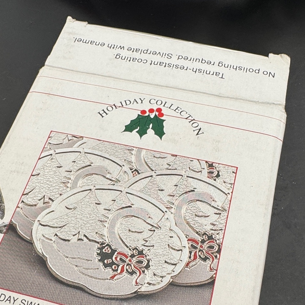 Silver Coasters with Holly Design